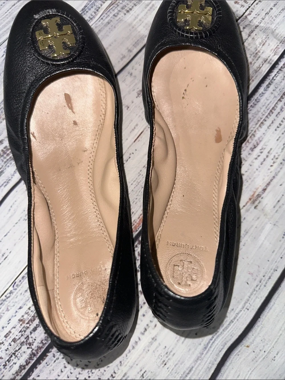 Tory Burch Allie Ballet Napa Leather Black Sz. 8